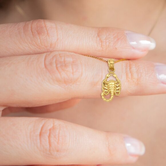 Solid 14k Gold Scorpion Pendant - Zodiac Jewelry Gifts - Picture 2 of 5
